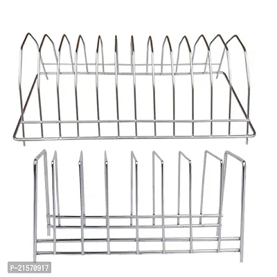 DreamBasket Stainless Steel Plate Stand/Dish Rack (Pack of 2) for Kitchen-thumb0