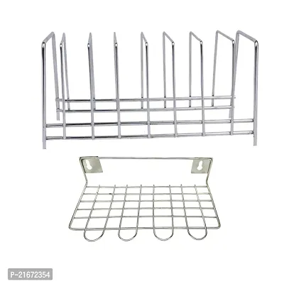 DreamBasket Stainless Steel Plate Stand/Dish Rack  Wall Mounted Ladle Stand for Kitchen-thumb0