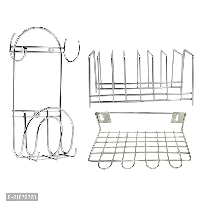 DreamBasket Stainless Steel Chakla Belan Stand  Plate Stand/Dish Rack  Wall Mounted Ladle Stand for Kitchen