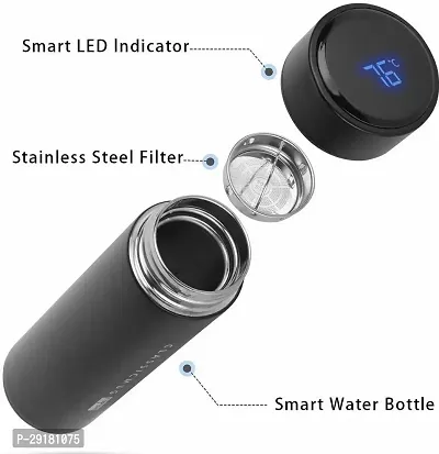 Modern Black Stainless Steel Smart Thermos Bottle 500ml-thumb2