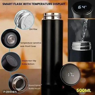 Modern Black Stainless Steel Smart Thermos Bottle 500ml-thumb0