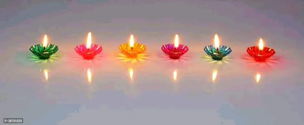 Floating Transparent Multicolor Reflections Plastic Diya (Panti) (Multicolour) - Set of 12-thumb5