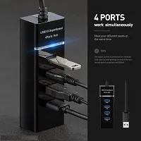 4 Port USB HUB SuperSpeed 3.0 High-Speed Multiport Slim USB Hub 1 Feet Cable Length Adapter And Led Indicator Compatible For Pendrive, Mouse, Keyboards, Mobile, Tablet - BLACK-thumb1