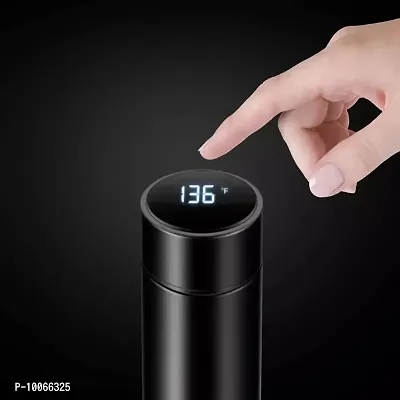 Smart Vacuum Insulated Thermos Water Bottle with LED Temperature Display 304 Stainless Steel Perfect for Hot and Cold Drinks (Black, 500 ml)-thumb0