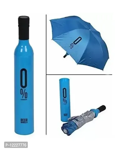 SSECC - Ultra Light Compact And Folding Umbrella With Wine Bottle Cover Waterproof / Mini Portable Umbrella Protection And Rain, Stylish Printed Bottle Umbrella (Blue)