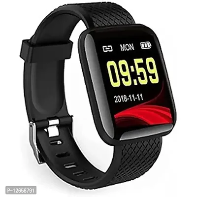 Id 116 Unisex Smart Watch Plus Fitness Band With Heart Rate Sensor Activity Tracker Bp Monitor Black-thumb0