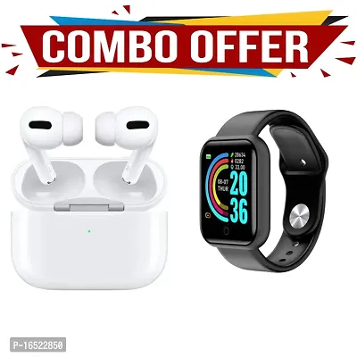 Airpod Pro With Wireless Charging Case Active Noise Cancellation 30 Hours Battery Backup Compatible With Android And Ios Combo Smart Watch Or Airpods Pro-thumb0