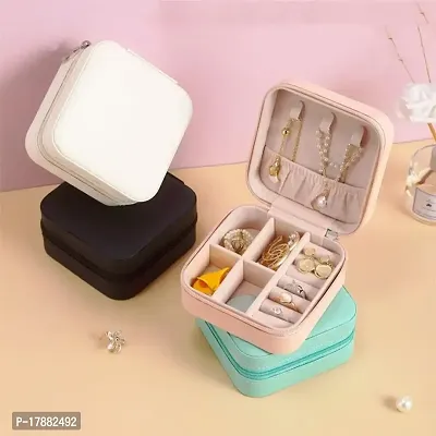 Travel Jewelry Box for Women Girls, Small Jewelry Organizer Storage for Earrings Rings Necklaces Bracelets, Double Layer Jewelry Case PU Leather Mini Jewelry Boxes Holder Display