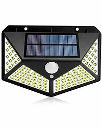 SSECC -  Solar Wireless Security Motion Sensor LED Night Light for Home Outdoor/Garden Wall (Black) (100-LED Lights) Solar Light Set-thumb1