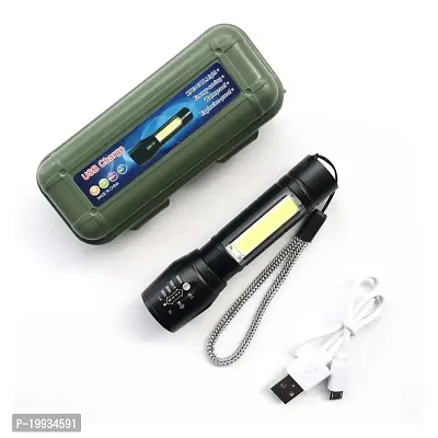 LED Flashlight with COB Light Mini Waterproof Portable LED Flashlight USB Rechargeable 3 Modes Light Flashlight-thumb0