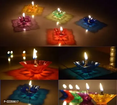 DKB-Diwali Diyas Colourful 3D Reflection Diya for Diwali Decor Flower Shape Shadow Reflective Diyas for Diwali Decoration Items for Home Decor Reusable Navratri Diwali Lights-thumb4