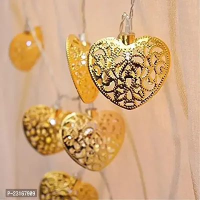 DIWALI Hanging Heart Fairy Mirror 3D Lights for Balcony Living Room Bedroom Decoration Light for Home Decor (Golden, Design May Vary)