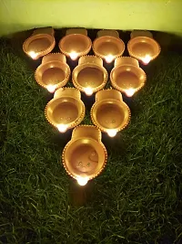 Water Sensor Diya No Electricity Needed, Artificial Flameless Candle Panti Best For Decorations For All Occasions Ganapati Navratri Diwali Wedding Party (Brown, Set Of 12)-thumb2