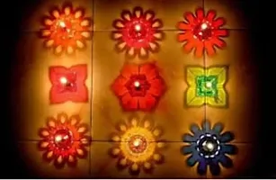 SSECC - 4 different desighns Designer Transparent Diya Deepak 3D Reflection Diya Combo Special Reusable Colourful Decorative Diwali Oil Diya for Decoration , (Set of 24 , Multicolor)-thumb4