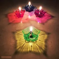 SSECC - 4 different desighns Designer Transparent Diya Deepak 3D Reflection Diya Combo Special Reusable Colourful Decorative Diwali Oil Diya for Decoration , (Set of 48 , Multicolor)-thumb1