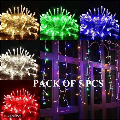 33 FEETS LONG Led Rice Lights Serial Bulbs Ladi Decoration for, Diwali Lights, Christmas Decorations, Balcony Decor, Eid Decorative (Pack of 5, Multicolor)-thumb0