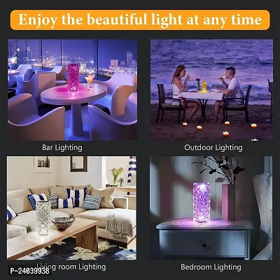 Rose Diamond Crystal Table Lamp USB Rechargeable, 8 Mode Color Changing Acrylic 3D Night Light (16 Colors with Touch and Remote Control)-thumb2