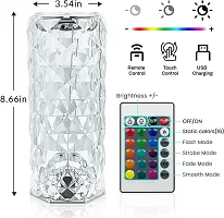 Rose Diamond Crystal Table Lamp USB Rechargeable, 8 Mode Color Changing Acrylic 3D Night Light (16 Colors with Touch and Remote Control)-thumb2