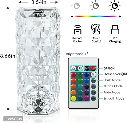 Rose Diamond Crystal Table Lamp USB Rechargeable, 8 Mode Color Changing Acrylic 3D Night Light (16 Colors with Touch and Remote Control)-thumb3