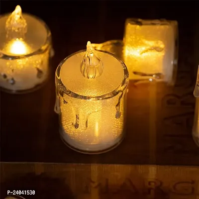 LED Flameless Candles Battery Operated Crystal Luminous Electric Decorative Light Candle for Party Wedding Decoration (Pack of 2 Sizes)-thumb0