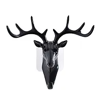 Shiv Deer Head Hanging Hook,  Self   Adhesive  Wall Door Hook Hanger Bag Keys Sticky Holder (Black),  Pack Of 1-thumb1