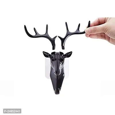 Shiv Deer Head Hanging Hook,  Self   Adhesive  Wall Door Hook Hanger Bag Keys Sticky Holder (Black),  Pack Of 1-thumb4