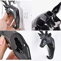 Shiv Deer Head Hanging Hook,  Self   Adhesive  Wall Door Hook Hanger Bag Keys Sticky Holder (Black),  Pack Of 1-thumb4