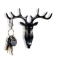 Shiv Deer Head Hanging Hook,  Self   Adhesive  Wall Door Hook Hanger Bag Keys Sticky Holder (Black),  Pack Of 1-thumb2