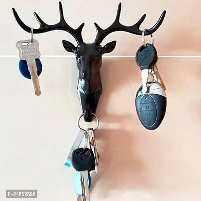 Deer Head Hanging Hook, Self  Adhesive  Wall Door Hook Hanger Bag Keys Sticky Holder Wall Mount  Pack of 1