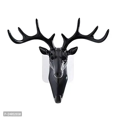 Deer Head Hanging Hook, Self   Adhesive Wall Door Hook Hanger Bag Keys Sticky Holder Wall Mount Pack of 2 Pcs-thumb3