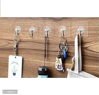 Wall Hook, Adhesive Wall Hanger, Waterproof, Transparent, Hang Keys, Cloths, Towels, Bags, Storage Hanger, Wall Sticker Pack of 10-thumb2