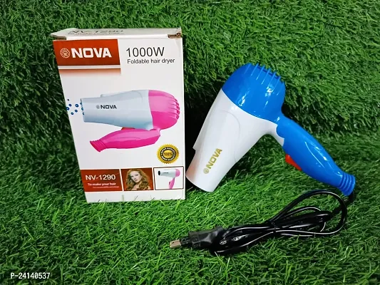 Nova Foldable Hair Dryer for Professional Women Men girls Nova NV-1290 1000 W (Blue)-thumb0