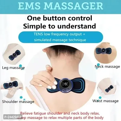 Butterfly Body Massager for Pain Relief ems Neck Massager Machine with 8 Modes and 19 Strength Levels (Black)-thumb3