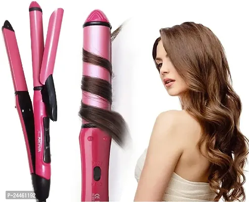 Nova 2 in 1 Hair Straightener and Curler with Ceramic Coated Plate, Hair Straightener and Curler for Women (HAIR STRAIGHTENER)-thumb0