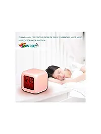 7 Colour Changing LED Digital Alarm Clock Table Watch with Date Time Temperature for Office Bedroom Multicolor ,Plastic-thumb1