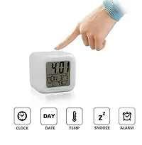 7 Colour Changing LED Digital Alarm Clock Table Watch with Date Time Temperature for Office Bedroom Multicolor ,Plastic-thumb3