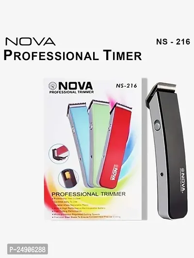 Nova Trimmer NS-216 Rechargeable Cordless Men Trimmer Shaver Machine for Beard  Hair Styling For Men (Multi-color), 3 Extra Clips (Black-thumb4