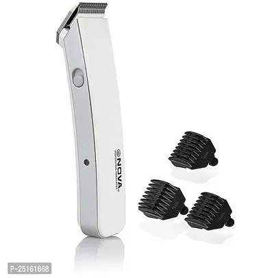 Nova Trimmer NS-216 Rechargeable Cordless Men Trimmer Shaver Machine for Beard  Hair Styling For Men (Multi-color), 3 Extra Clips (WHITE)-thumb0