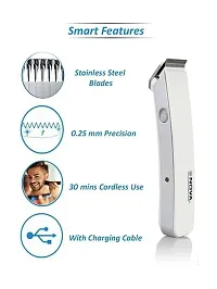 Nova Trimmer NS-216 Rechargeable Cordless Men Trimmer Shaver Machine for Beard  Hair Styling For Men (Multi-color), 3 Extra Clips (WHITE)-thumb2