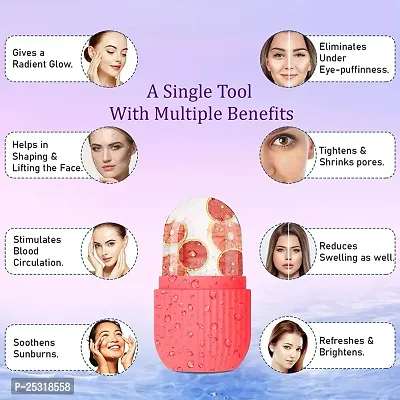 Ice Roller,Face Stone Roller Massager With Gua Sha Jade Roller Stone  3D Massager Roller Set Facial Combo For Skin Eye Body Ice Cube (Ice Roller + Stone Roller + 3D Roller)-thumb4
