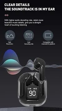 Crystal Wireless Earbuds, Transparent Charging Case and LED Digital Display, Bluetooth Earphones with ENC Noise Cancelling, Touch Control, Google Assistant and Siri Support-thumb3