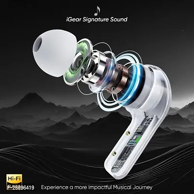 Crystal Wireless Earbuds, Transparent Charging Case and LED Digital Display, Bluetooth Earphones with ENC Noise Cancelling, Touch Control, Google Assistant and Siri Support-thumb4