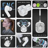 Crystal Wireless Earbuds, Transparent Charging Case and LED Digital Display, Bluetooth Earphones with ENC Noise Cancelling, Touch Control, Google Assistant and Siri Support-thumb2