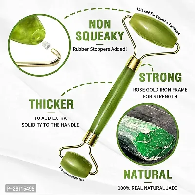 Face Massager For Women Men | 100% Natural Jade Stone Facial Roller Massage with Gua Sha Tool for Face Eye Neck Foot Massage | Skin care-thumb3