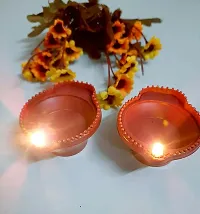 Water Sensor LED Diya Pack of   6   Candle with Water Sensing Technology E-Diya, Warm Orange Ambient Lights, Battery Operated-thumb1