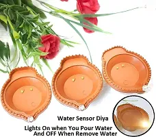 Water Sensor LED Diya Pack of   6   Candle with Water Sensing Technology E-Diya, Warm Orange Ambient Lights, Battery Operated-thumb3