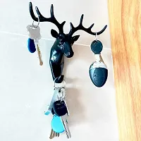 Deer Head Self Adhesive Wall Key Holder Hook, Wall Mount Multi-Purpose Home Decor Sticky Holder Hook, Decorative Animal Wall Door Key Holders-thumb2