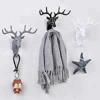 Deer Head Self Adhesive Wall Key Holder Hook, Wall Mount Multi-Purpose Home Decor Sticky Holder Hook, Decorative Animal Wall Door Key Holders-thumb4