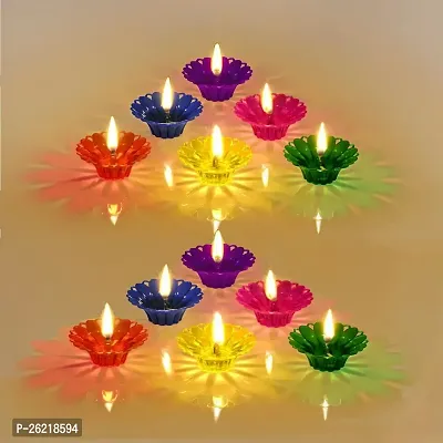 Transparent Plastic Floating Diya for Diwali Decoration and Gifts (Set of 12)-thumb0