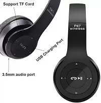 P47 Wireless Foldable Sports Headphones With Mic FMSD Card Slot Bluetooth Headset  (Black)-thumb2